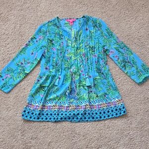 Lilly Pulitzer Tropical Blue and Green Blouse